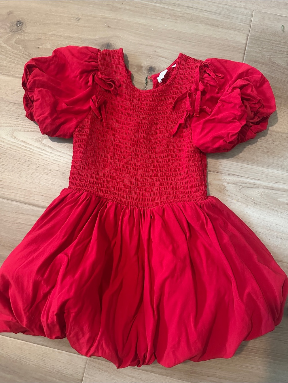 Gianni Bini Red Puff Sleeve Smocked Kids Dress